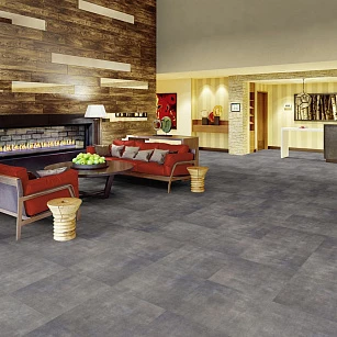 Покрытие ПВХ Tarkett модульное ArtVinyl LOUNGE CONCRETE плитка 457х457 (2,09 м) в интерьере